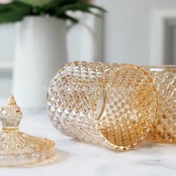 Colored Plating Transparent Glass Sugar Bowl Candy Jar Storage Jar Wedding Candy Cup photo-2