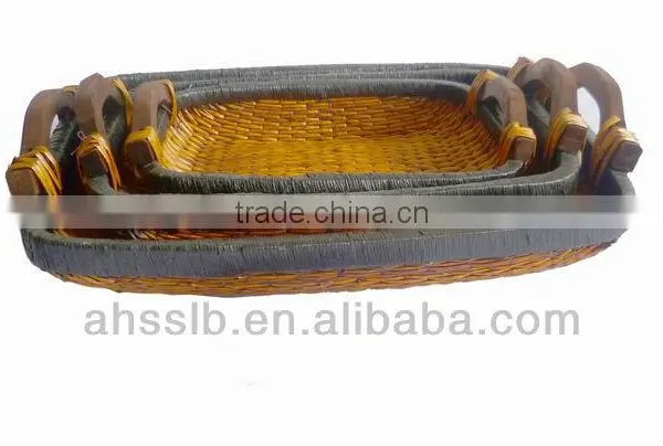 2013 New Style Wholesale Elegat Various Shaped Reed Storage Plate With Ear Handles photo-2