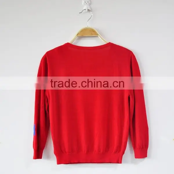 Red Lady Dots Embroidery Knitted Sweater O-Neck Women Sweaters photo-2