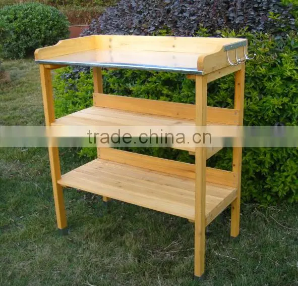 Outdoor Wooden Garden Potting Bench Nature Color photo-2