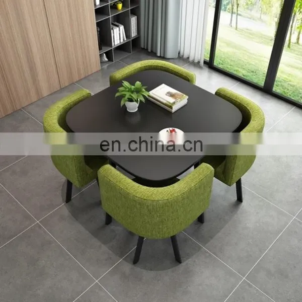 Manufacturer Modern Style Living Room Home Furniture Square Space Saving 4 Seaters Dining Table Set photo-3