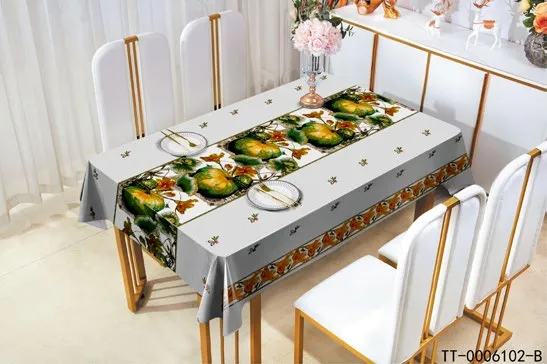 Lovely Pumpkin Pattern PVC Tablecloth, Waterproof, Oil-proof, Easy to Clean, Perfect for Home Dining and Festive Decoration photo-3