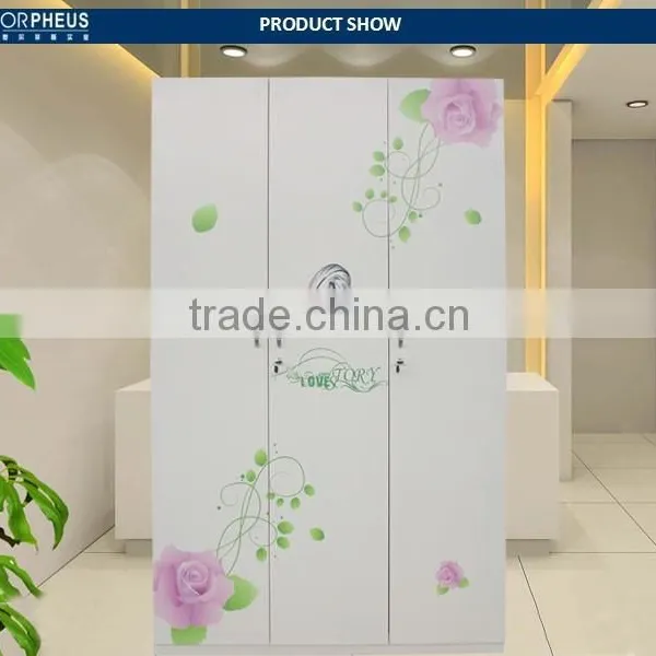 French Bedroom Furniture Set White and Pink Rose Printing Steel Bedroom Furniture Set photo-2