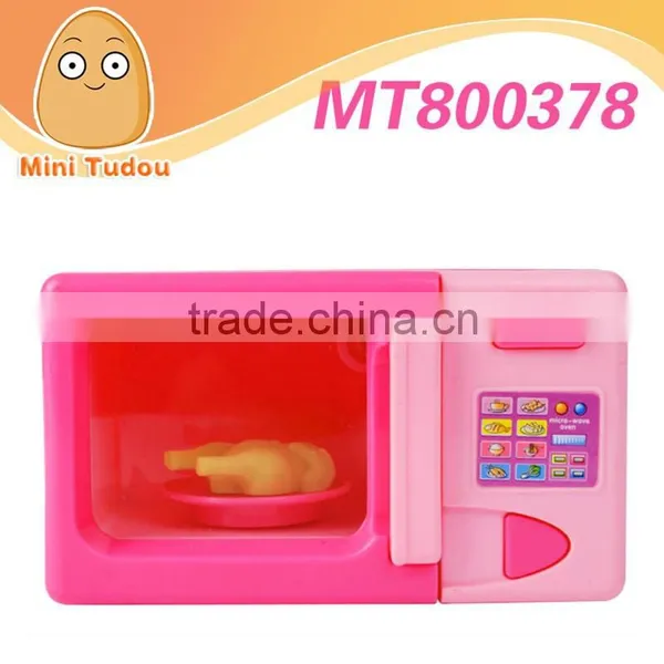 China Manufacturer Kids Play House Kitchen Toy Mini Appliances Toys Microwave Oven With Light