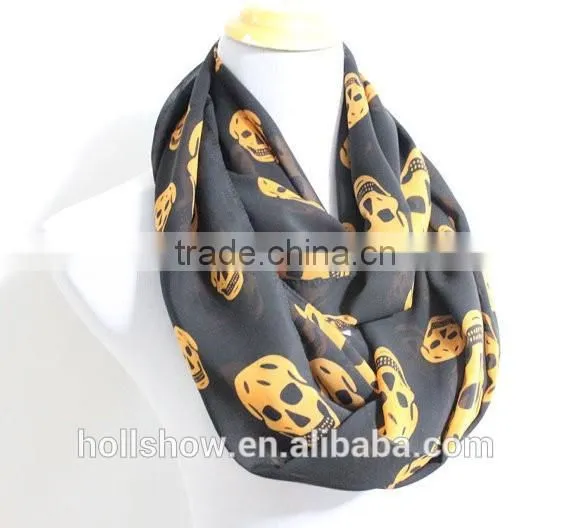 Wholesale Infinity Printed Scarf Fashion Chiffon Skull Scarf photo-2