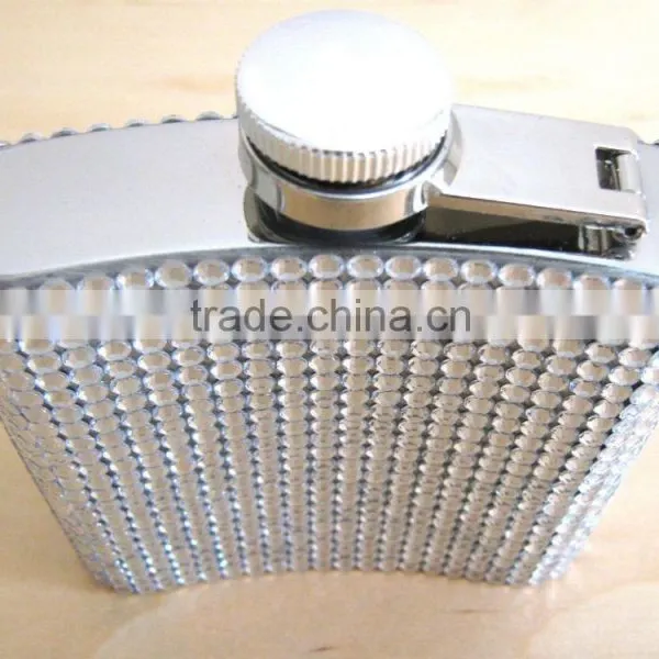 6OZ Rhinestone Stainless Steel Hip Flask photo-5