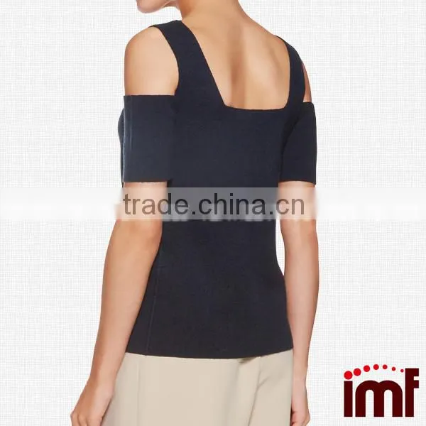 Cold Shoulder Sweater,Open Shoulder Sweater Top photo-3
