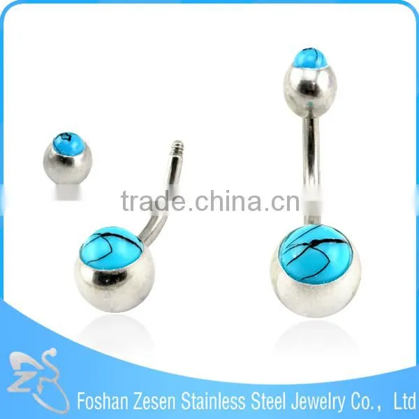 New Fashion Body Jewelry Opal Stone Belly Bar Navel Ring photo-5