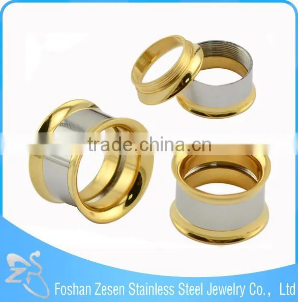 China Manufacturer Medical Steel Gold Screw Fit Flesh Tunnel Ear Plug Stretcher photo-5