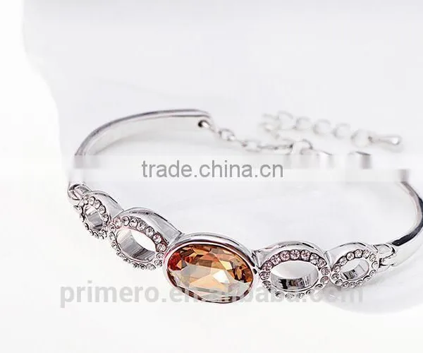 New Design Oval Austrian Crystals 18k Platinum Plated Bracelet Bangle Jewelry Gifts photo-6