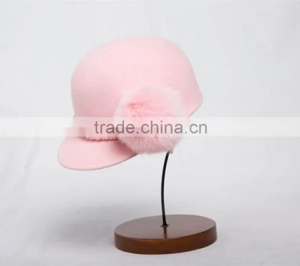 Cute Girls Pink Winter Wool Felt Hat photo-3