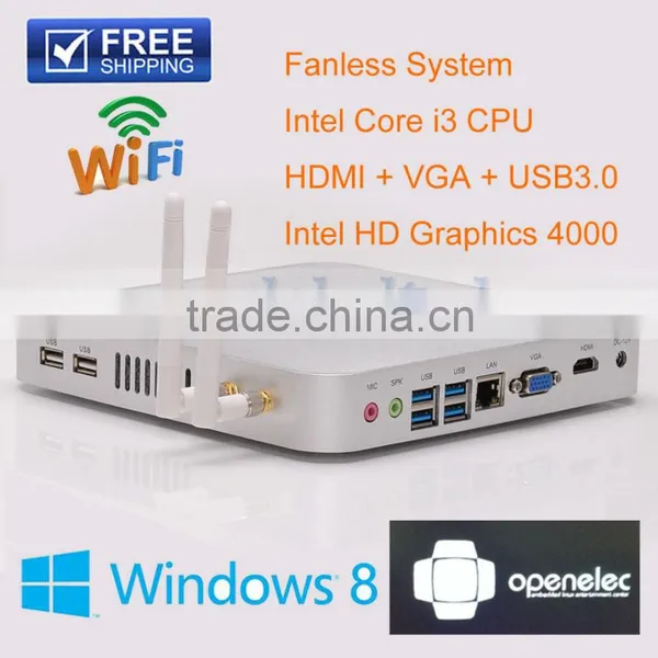 Greenest New Mini Computer Micro PC Support XBMC Openelec Windows Linux Ubuntu Intel Core i3 With 1*HDMI 4*USB3.0