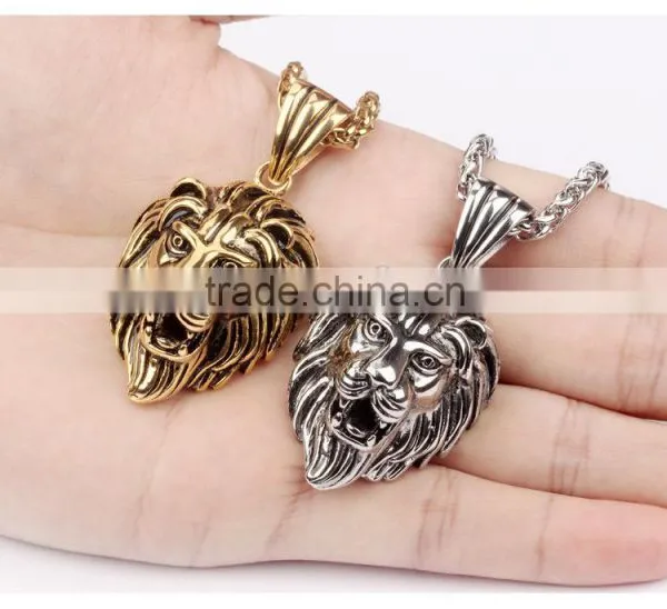 Hot Product Trends Gold Necklace Designs 2016 316L Stainless Steel Lion Necklace for Cool Men Quality Choice photo-4
