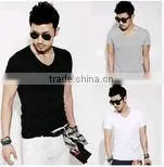 Mens Fashion Slim Fit Blank V-neck T Shirt Wholesale