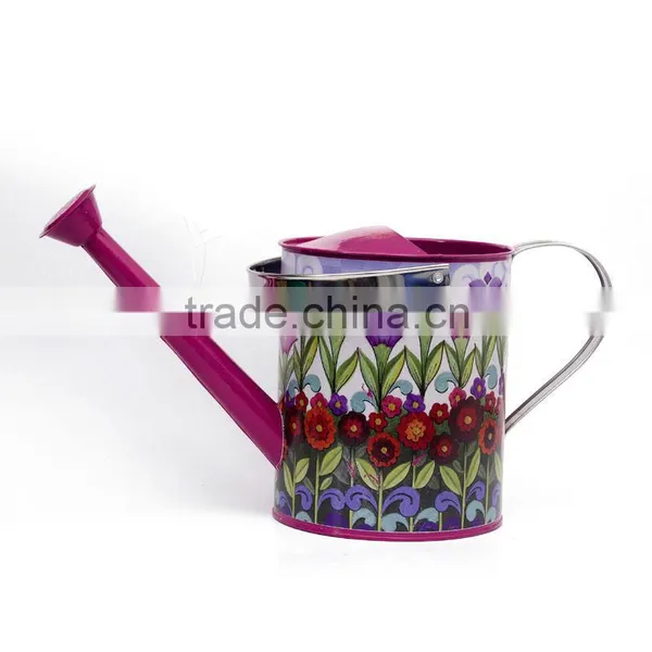 GIANT DECAL WATERING CAN FLOWER CAN STEEL CAN WITH DEEP ROSE COLOR