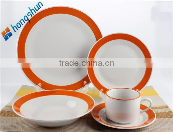 High Grade Dinner Set Porcelain Crockery Items With Color Band photo-6