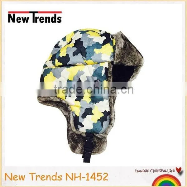 Camouflage Printed Faux Fur Russian Style Winter Hat Trapper Hat With Mask photo-3