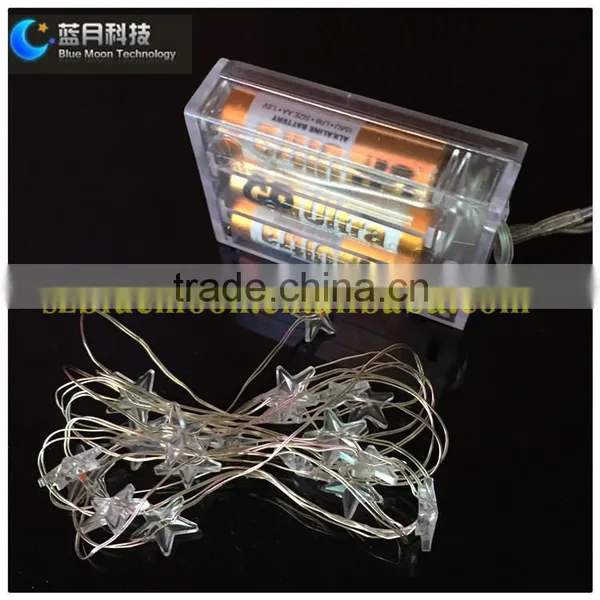 2016 Decoration Led Copper Wire Silver Wire Star Light String 3AA Batteris Operated PVC Box Packaging photo-5