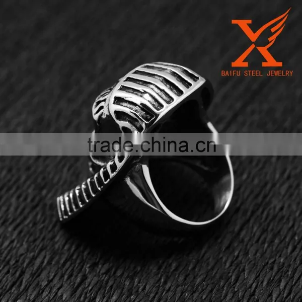 In Stock 316L Stainless Steel Jewelry Men's Garden Flower Classic Indian Skull Ring for Man Punk Style photo-5