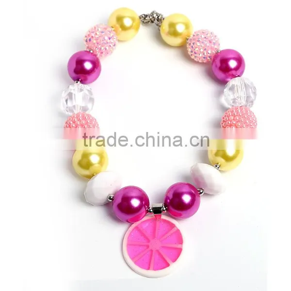 New Product Baby Girl Lemon Jewelry Fashion Pearl Necklace Chunky Bead for Girl Baby Beads Body Chain Necklace photo-3