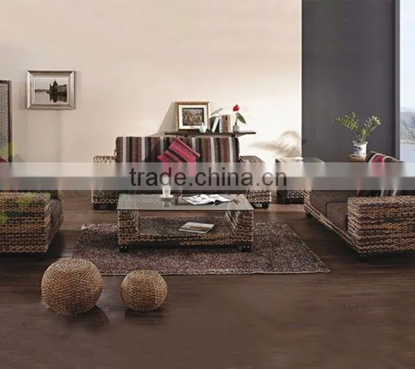Living Room Sofa Set - Water Hyacinth Material Sofa