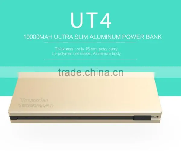 2016 New Ultra-thin 10000mah Alunium Li-polymer Power Bank With Cable Built-in photo-4