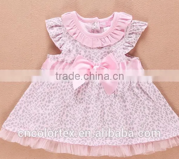 Baby Girls Classical Skirt Lotus Leaf Sleeve And Bowknot Dress photo-2