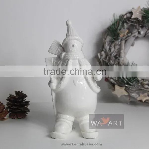 Christmas Giftware White Ceramic Snowman With Sledge photo-2