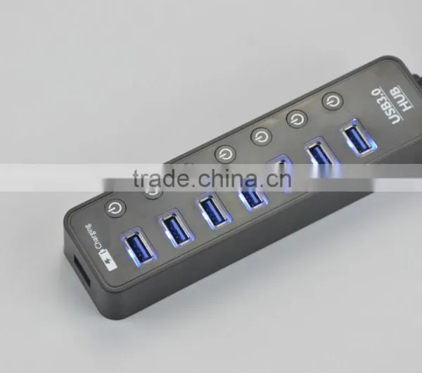 High Performance Usb Por Hub Suppliers, Usb3.0 7 Por Hub+1 Quick Charging Port With Individual Switch and LED Coorespond photo-4