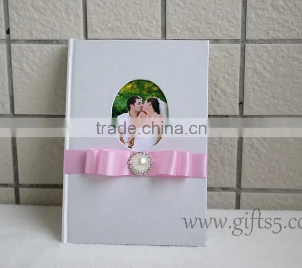 Wedding Guest Books With Silk Cover and Ribbon photo-2