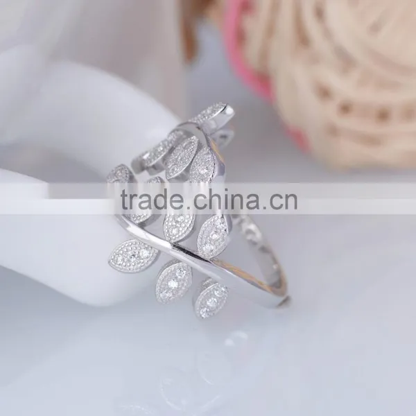 925 Silver Peace and Love Olive Leaf Adjustable Open Ended Ring photo-2