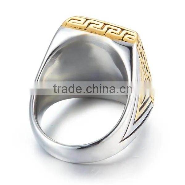 Gold Silver Plated Vintage Surgical Stainless Steel Gemstone Ring photo-3