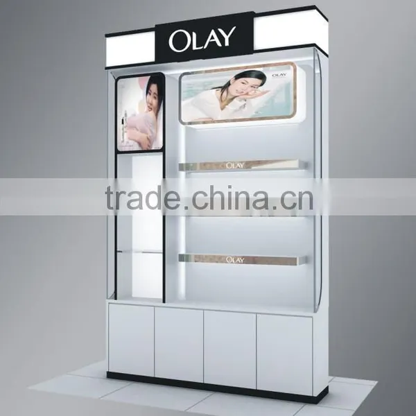 Elegant Wooden Cosmetic Store Wall Display Shelf and Showcase for Sale photo-3
