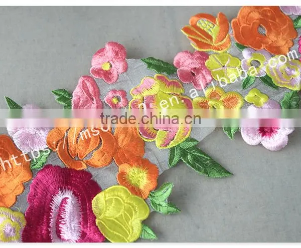 Newest Design Beautiful Flower Embroidery Organza Lace With Organza photo-5