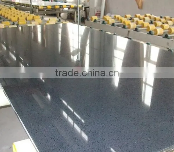 Factory Supply Wholesale Crystal Sparkle Mirror Black Artificial Quartz Stone Slab photo-2