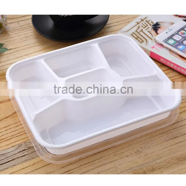 Plastic Takeaway Microwave pp Biodegradable Tableware 5 Compartments Food Container photo-3