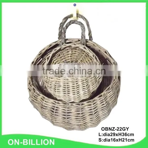 Handmade Decorative Garden Hanging Rattan Flower Basket photo-5