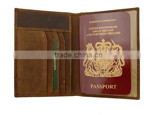 RFID Blocking id Card Holder Travel Leather Passport Holder photo-4