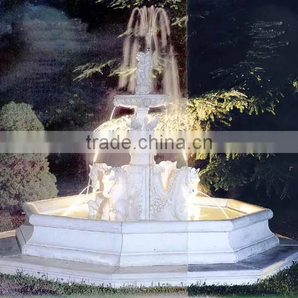 Outdoor Decoration Antique Natural Stone Garden Big Horse Water Fountains photo-4