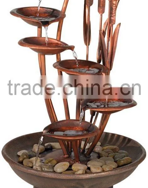 Water Lilies and Cat Tails Garden Water Fountain photo-2