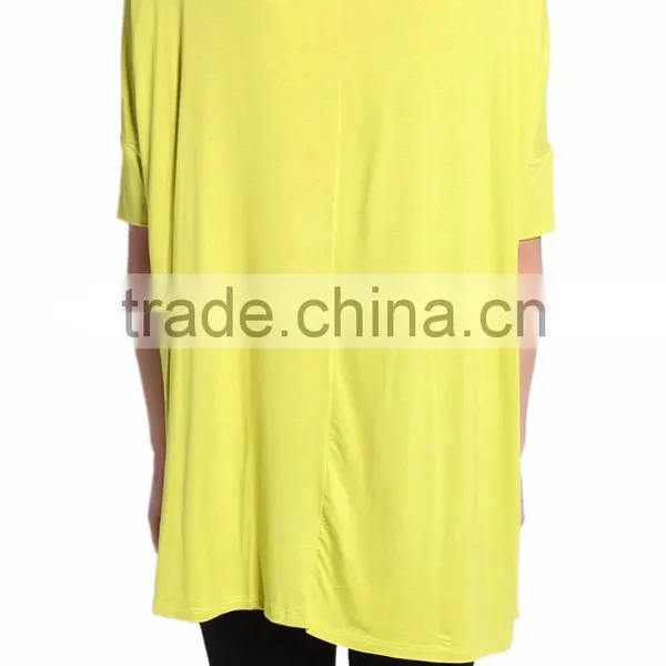 Fashion Woman Oversized Jersey Tee Short Sleeve Draped Solid Jersey Tunic Top Loose Fit Tee T-shirt Women Top Tee photo-3