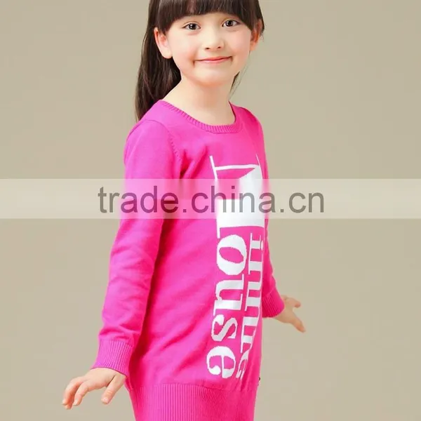 Print Letters Spring Rose Red Longth Sleeve Pullover for Girls photo-4