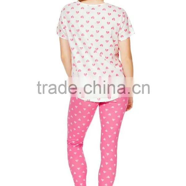 Cute Heart Print Short Sleeves Minion Pajamas Set photo-4