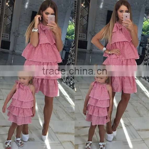 Newst Cotton Summer Frock Designs Flounced Mother Daughter Matching Dress photo-2