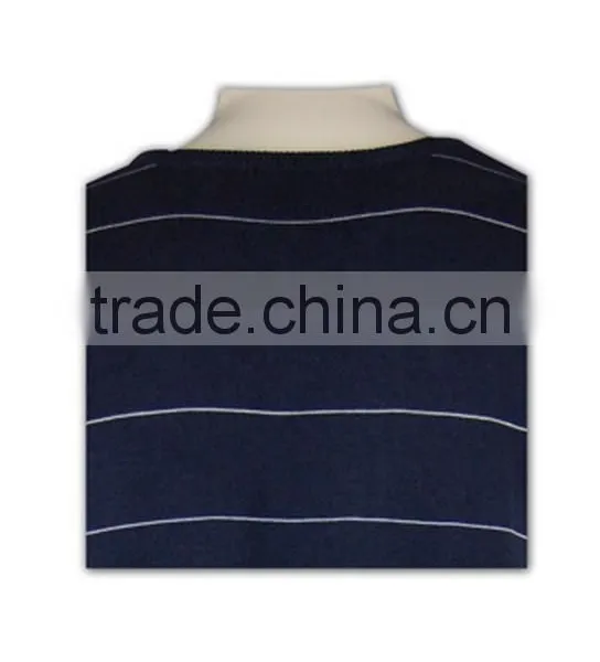 ISO9001/BSCI Manufature Embroidery Navy Blue Sleeveless Striped Sweater Vest photo-4
