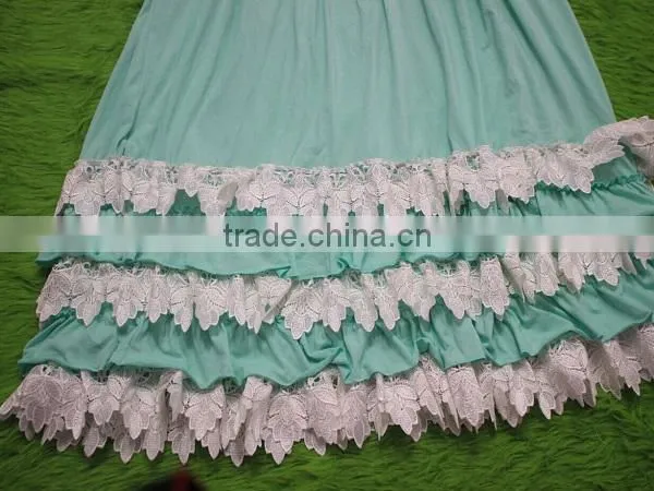 Girl Mint Green Party Dresses Child Cotton Frocks Design Children Ruffle Matching Dresses Toddler Girl Clothing Family photo-5