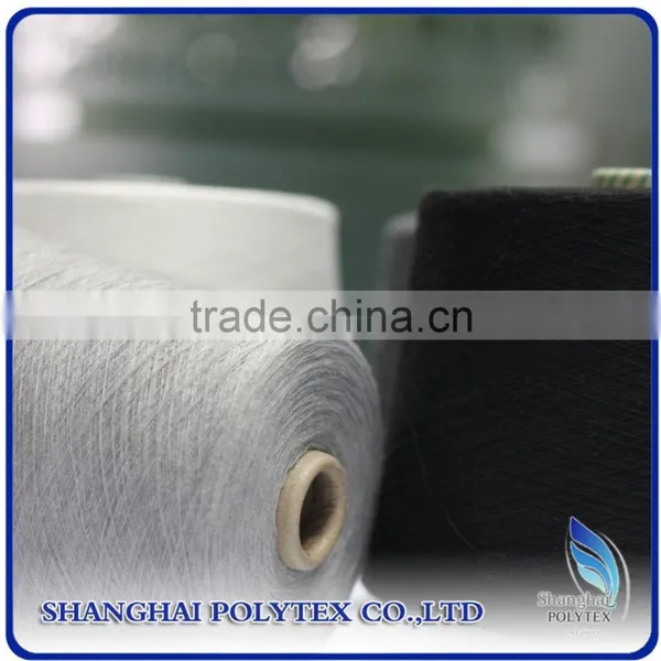 100% Dope Dyed Polyester Spun Yarn 18S-32S -recycled Polyester Spun Yarn for Knitting photo-2