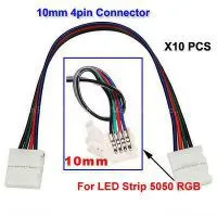 4pin Line Connector For RGB Led Strip Light Strip 3528/5050 10mm Width PCB 1PCS
