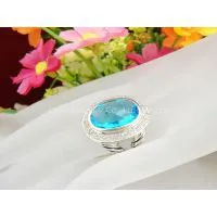 925 Sterling Silver Blue Topaz Ring