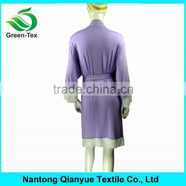 Purle Modal Trim Lace Robes For Women photo-2
